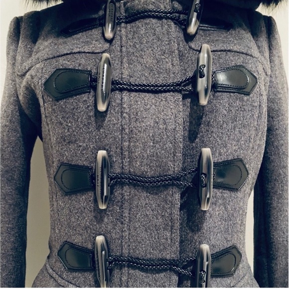 Burberry Brit Blackwell Wool Duffel with Fox Fur Trim Coat - Picture 3 of 10